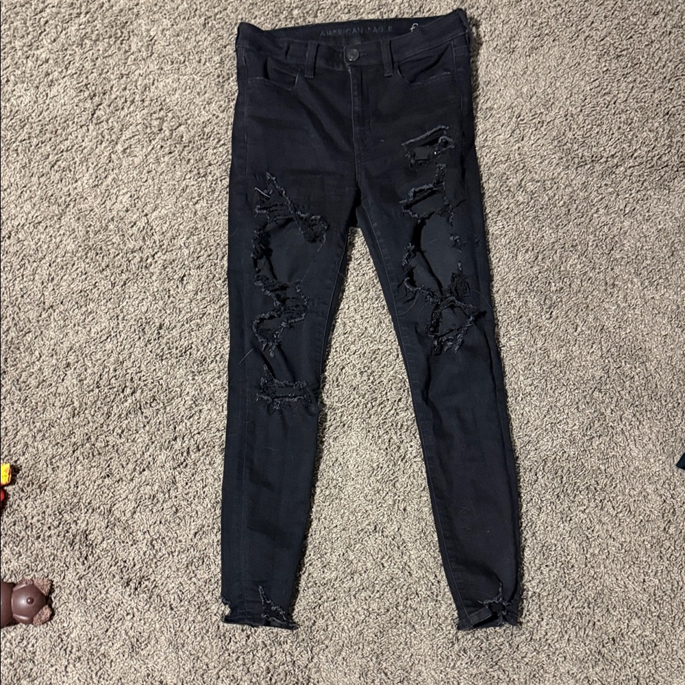 American Eagle Outfitters Dark Distressed Skinny Jeans